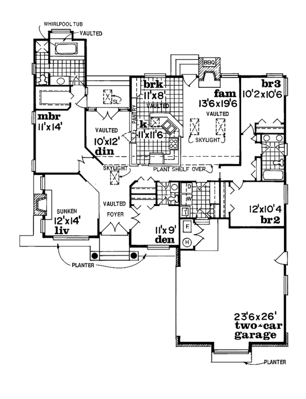 House Blueprint - Ranch Floor Plan - Main Floor Plan #47-825