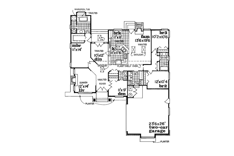Dream House Plan - Floor Plan - Main Floor for Ranch House Plan #47-825 - 3 bed, 2.5 bath