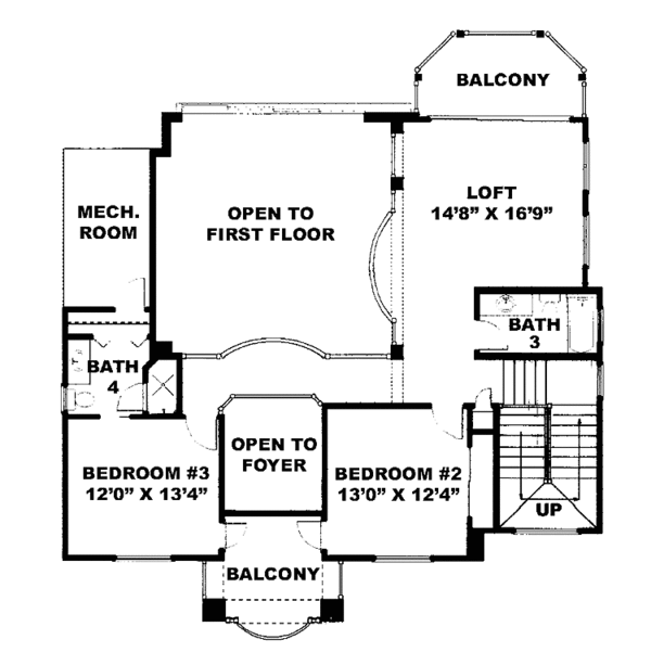 Dream House Plan - Mediterranean Floor Plan - Upper Floor Plan #1017-93
