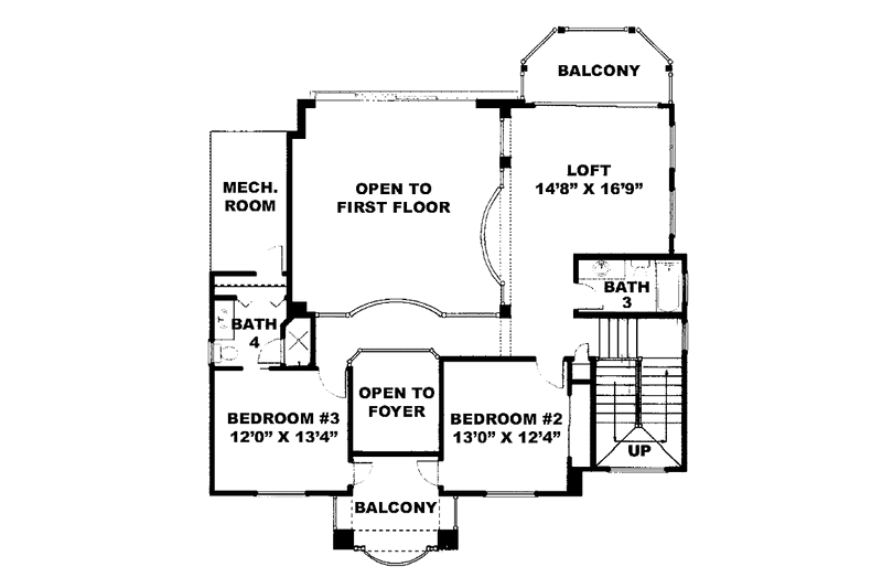 Home Plan - Floor Plan - Upper Floor for Mediterranean House Plan #1017-93 - 3 bed, 4 bath