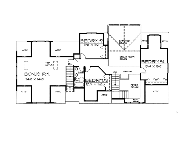 Architectural House Design - Country Floor Plan - Upper Floor Plan #997-21