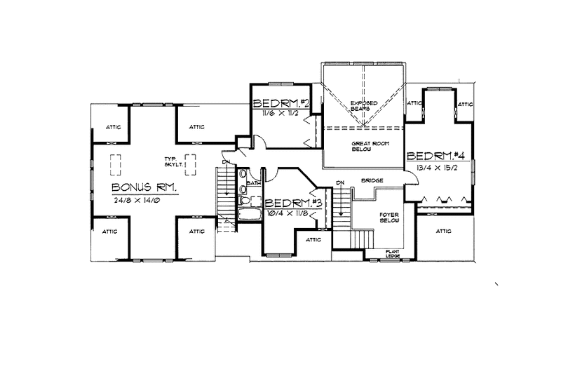 Dream House Plan - Floor Plan - Upper Floor for Country House Plan #997-21 - 4 bed, 2.5 bath