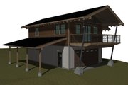 Cabin Style House Plan - 1 Beds 2 Baths 863 Sq/Ft Plan #910-3 