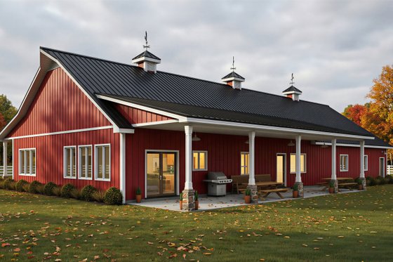 Exterior - Rear Elevation for Barndominium House Plan #1084-13 - 3 bed, 2.5 bath