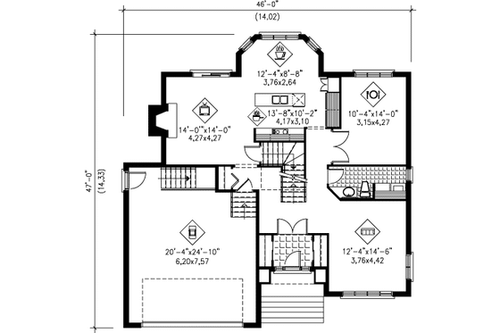 Floor Plan - Main Floor for Traditional House Plan #25-4176 - 4 bed, 2.5 bath