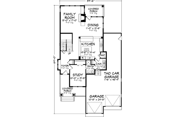 Floor Plan - Main Floor for Country House Plan #410-3569 - 2 bed, 2 bath