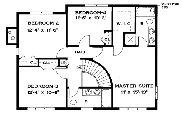 Dream House Plan - Traditional Floor Plan - Upper Floor Plan #456-66