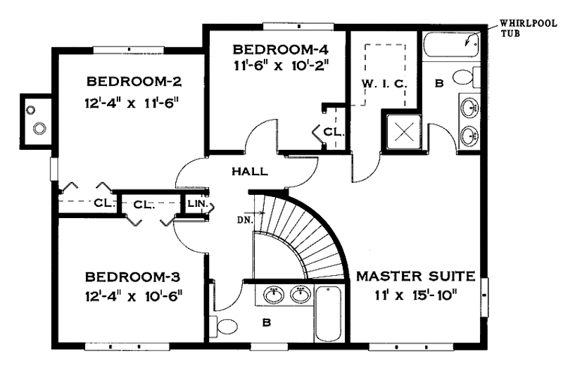 Home Plan - Floor Plan - Upper Floor for Traditional House Plan #456-66 - 4 bed, 2.5 bath
