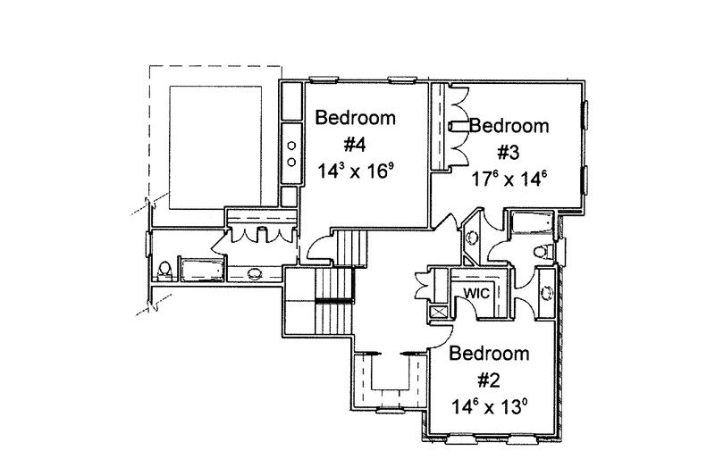 Home Plan - Floor Plan - Upper Floor for Colonial House Plan #429-259 - 4 bed, 3.5 bath