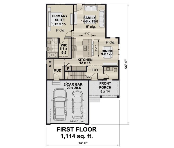 House Blueprint - Farmhouse Floor Plan - Main Floor Plan #51-1464