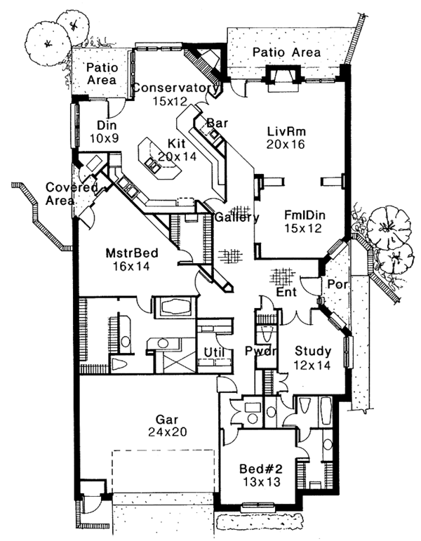 House Plan Design - Mediterranean Floor Plan - Main Floor Plan #310-1058