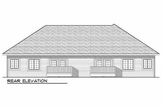 Exterior - Rear Elevation for Traditional House Plan #70-942 - 2 bed, 2 bath