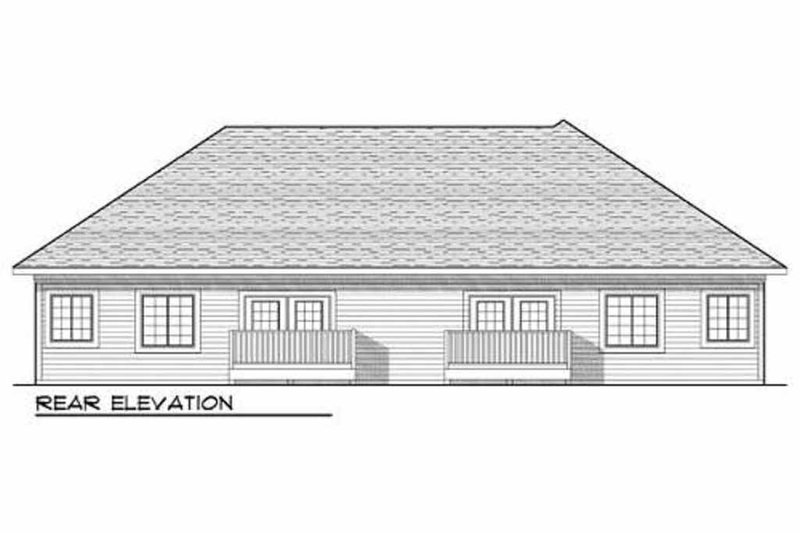 Home Plan - Exterior - Rear Elevation for Traditional House Plan #70-942 - 2 bed, 2 bath