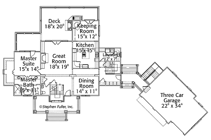 Home Plan - Floor Plan - Main Floor for Craftsman House Plan #429-272 - 3 bed, 3.5 bath