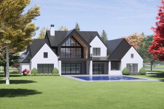 Exterior - Rear Elevation 1 for European House Plan #1096-1 - 4 bed, 4.5 bath