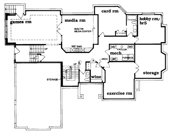 House Plan Design - Mediterranean Floor Plan - Lower Floor Plan #47-895