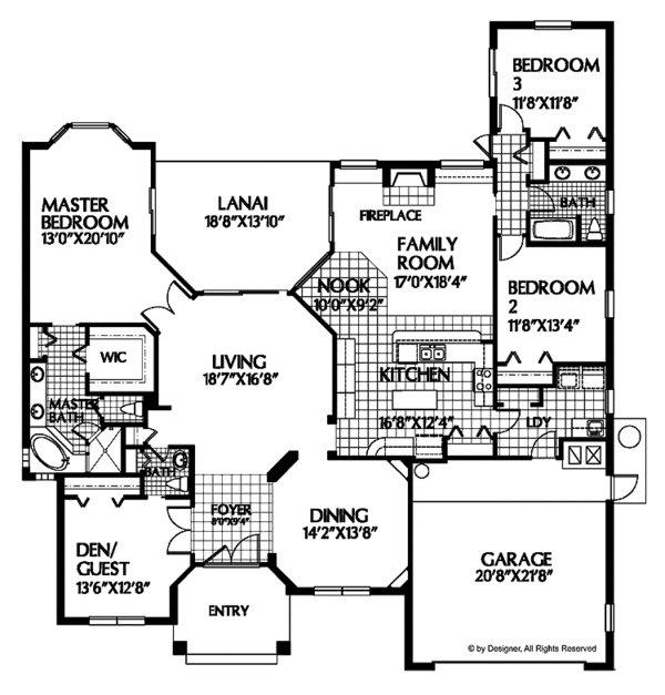Dream House Plan - European Floor Plan - Main Floor Plan #999-23