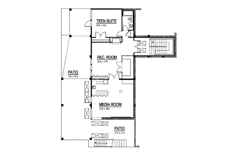 Dream House Plan - Floor Plan - Lower Floor for Contemporary House Plan #569-31 - 5 bed, 6 bath