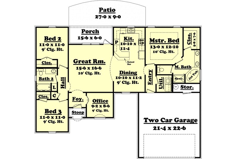 Dream House Plan - Floor Plan - Main Floor for European House Plan #430-53 - 3 bed, 2 bath