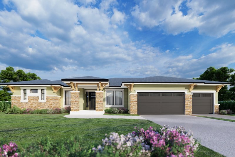 Dream House Plan - Prairie Exterior - Front Elevation Plan #112-216