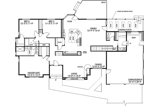 Floor Plan - Main Floor for Contemporary House Plan #60-808 - 3 bed, 2.5 bath