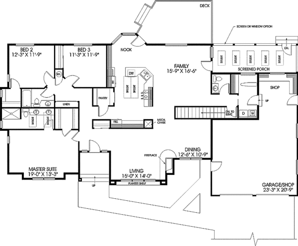 House Plan Design - Contemporary Floor Plan - Main Floor Plan #60-808