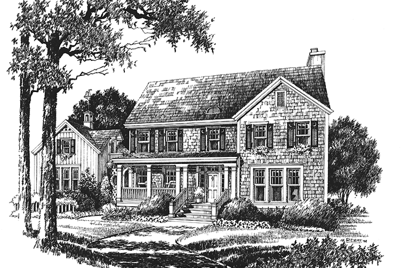 Dream House Plan - Exterior - Front Elevation 3 for Colonial House Plan #429-202 - 4 bed, 3 bath