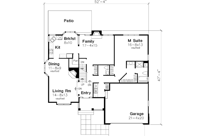 Dream House Plan - Floor Plan - Main Floor for Country House Plan #320-1076 - 3 bed, 2.5 bath