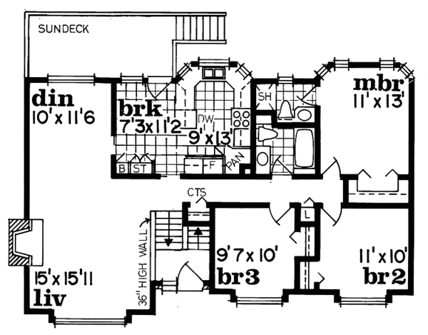 Architectural House Design - Tudor Floor Plan - Main Floor Plan #47-717