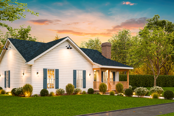 Exterior - Front Elevation 4 for Traditional House Plan #54-631 - 3 bed, 2 bath