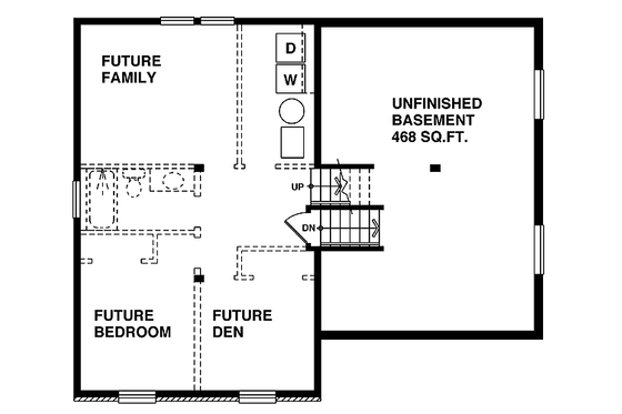Floor Plan - Lower Floor for Craftsman House Plan #47-391 - 3 bed, 2 bath