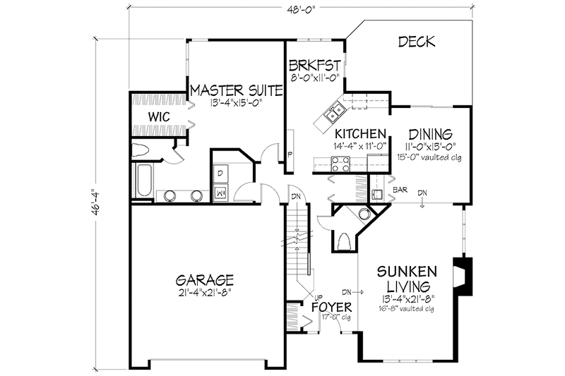 Dream House Plan - Floor Plan - Main Floor for Prairie House Plan #320-1141 - 4 bed, 2.5 bath
