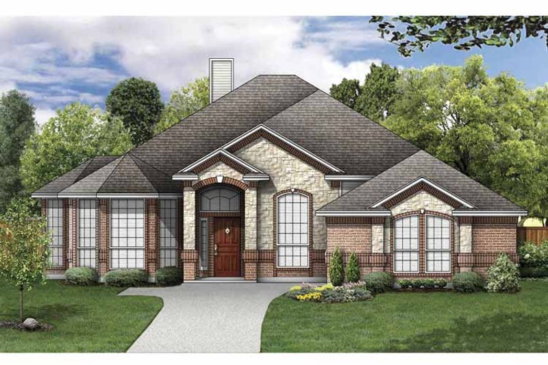 Home Plan - Exterior - Front Elevation 3 for Mediterranean House Plan #84-769 - 3 bed, 2 bath