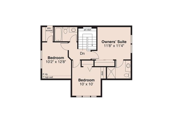 Floor Plan - Upper Floor for Cottage House Plan #124-298 - 3 bed, 2.5 bath