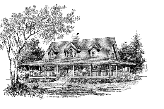 Exterior - Front Elevation 3 for Country House Plan #929-87 - 4 bed, 3 bath