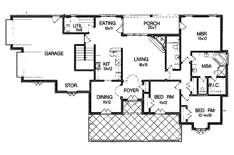 Home Plan - Floor Plan - Main Floor for Country House Plan #15-363 - 3 bed, 2 bath