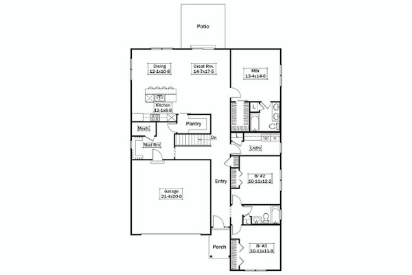 Farmhouse Floor Plan - Main Floor Plan #57-702