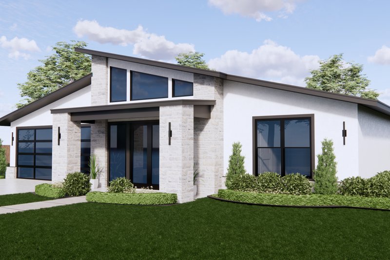 Dream House Plan - Exterior - Front Elevation 3 for Modern House Plan #1096-101 - 4 bed, 3 bath