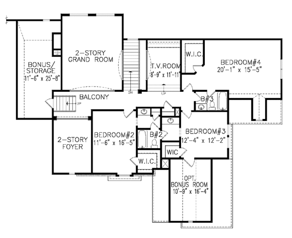 Dream House Plan - Traditional Floor Plan - Upper Floor Plan #54-314