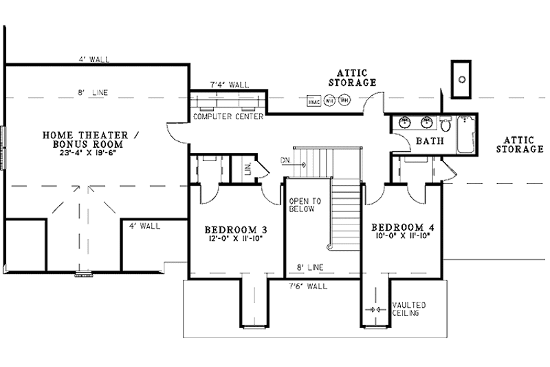 Home Plan - Floor Plan - Upper Floor for Country House Plan #17-2785 - 4 bed, 3 bath
