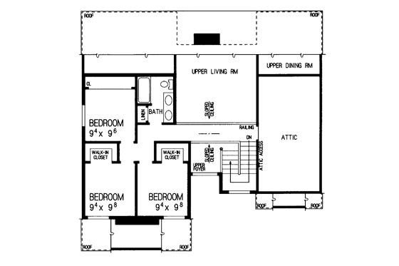 Floor Plan - Upper Floor for Contemporary House Plan #72-914 - 4 bed, 2.5 bath