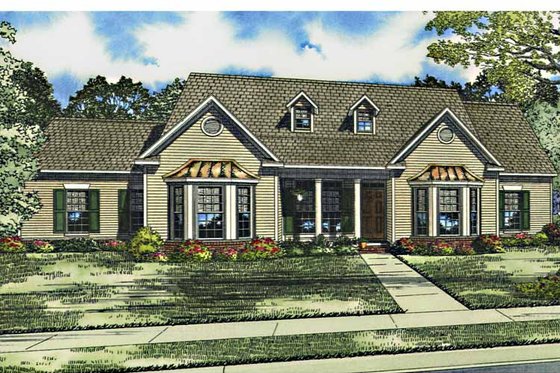 Exterior - Front Elevation 3 for Ranch House Plan #17-3014 - 3 bed, 2 bath