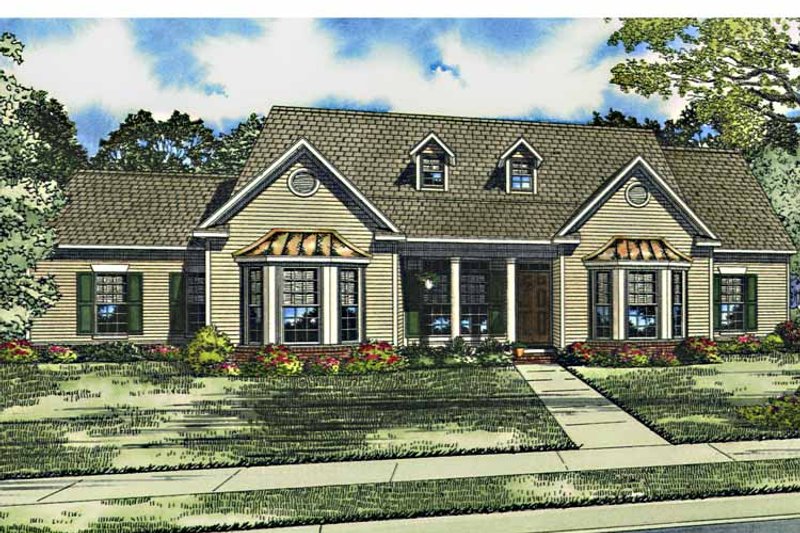 Architectural House Design - Exterior - Front Elevation 3 for Ranch House Plan #17-3014 - 3 bed, 2 bath