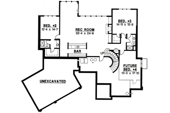 Floor Plan - Lower Floor for Traditional House Plan #67-864 - 3 bed, 3.5 bath
