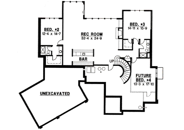 Traditional Floor Plan - Lower Floor Plan #67-864