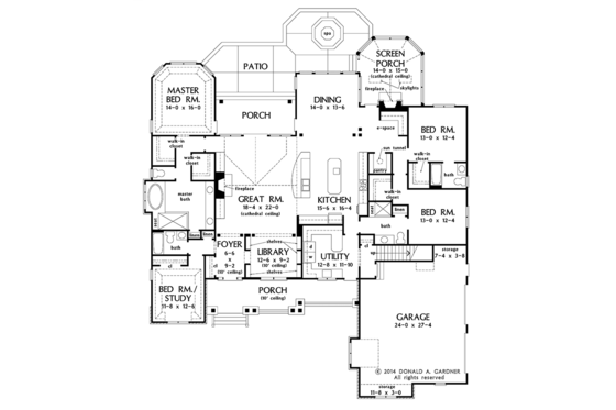 Floor Plan - Main Floor for Craftsman House Plan #929-988 - 4 bed, 4 bath
