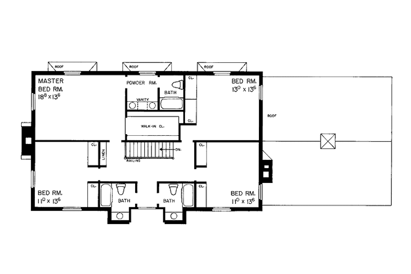 Home Plan - Floor Plan - Upper Floor for Colonial House Plan #72-606 - 4 bed, 3.5 bath