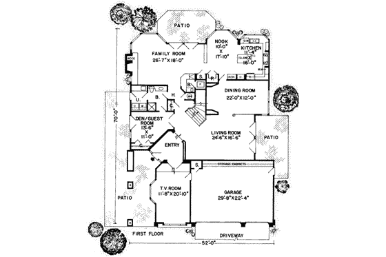Floor Plan - Main Floor for Traditional House Plan #312-501 - 3 bed, 3 bath