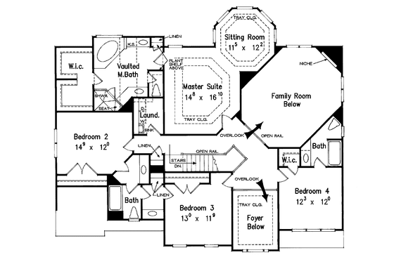 Floor Plan - Upper Floor for Colonial House Plan #927-76 - 4 bed, 3.5 bath