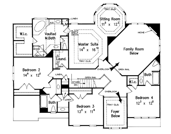Architectural House Design - Colonial Floor Plan - Upper Floor Plan #927-76